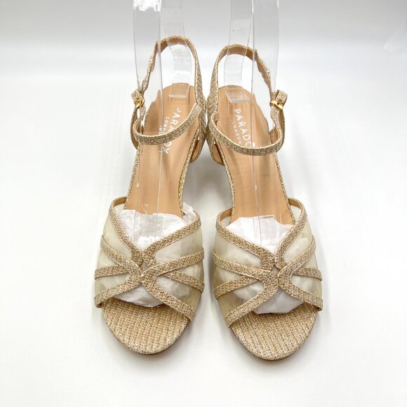 Paradox London Womens Size 7.5 Helice‎ Champagne Gold Dress Sandals Heels Shoes - Picture 2 of 13